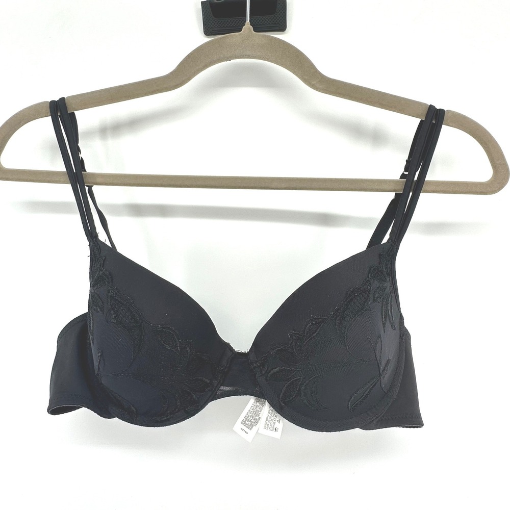Natori Embroidered Underwire Bra Lingerie Intimate Classic Womens 34B Black